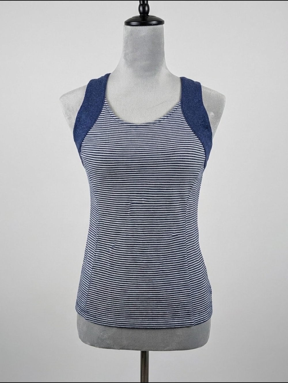 Banana Republic Navy & White Striped Racerback Tank